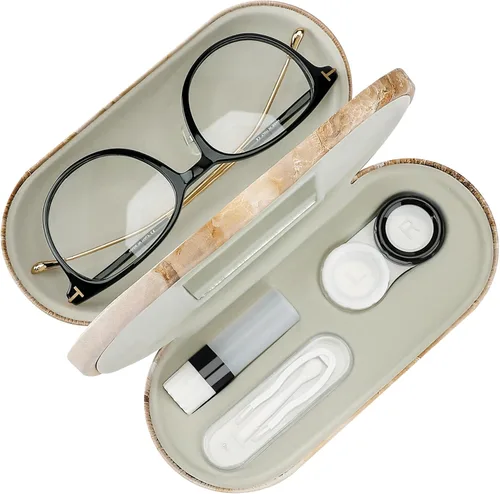Miniatura 13 de Muf - Estuche portátil 2 en 1 para lentes y lentes de contacto, diseño de doble uso, a prueba de fugas, pinzas y botella con solución incluidas