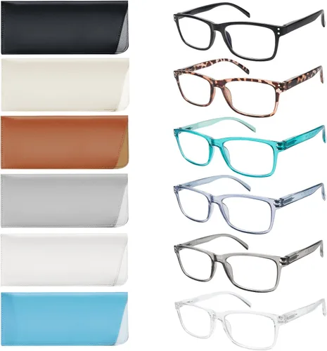 Miniatura 8 de SIGVAN Paquete de 6 lentes de lectura para mujeres y hombres, bloqueo de luz azul, bisagra de resorte, antifatiga ocular/deslumbramiento, lectores 6