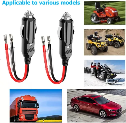 Miniatura 5 de Enchufe de encendedor de cigarrillos macho fusionado de 12 V, adaptador de automóvil de repuesto con cables y luz LED, cable de extensión de 16 AWG