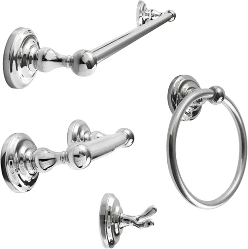 SENTO ROBIKI - Juego de accesorios de baño modernos plateados, incluye gancho para bata, soporte para papel higiénico, toallero, barra de toalla de