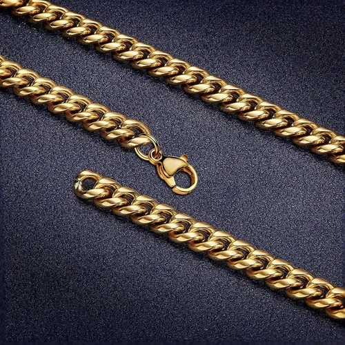 Miniatura 4 de Monily Cadenas de eslabones cubanos para hombres, cadena de acero inoxidable para niños, collar grueso de 0.236 in a 0.433 in, 16 pulgadas a 36