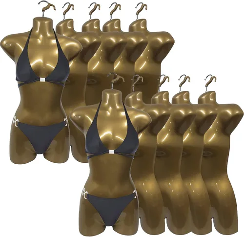 Miniatura 23 de Maniquí Femenino de Cadera de Torso Largo Espalda Hueca Cuerpo Apilable Forma de Vestido con Gancho Colgante para Exhibición de Camisetas, Encimera