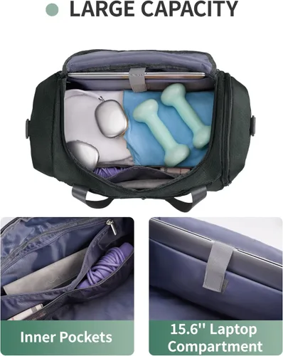 Miniatura 4 de Bolsa de gimnasio con compartimento para zapatos y soporte para esterilla de yoga y mochila para computadora portátil