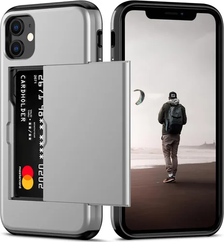 Miniatura 11 de Nvollnoe Funda para iPhone 12/12 Pro con Portarjetas [Almacena 5 Tarjetas] Funda Cartera de Doble Capa Resistente de Servicio Pesado a Prueba