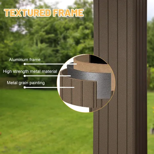 Miniatura 7 de Glorieta de techo duro de 10 x 12 pies para exteriores de aluminio, glorieta de patio de aluminio con doble techo, toldo de acero galvanizado