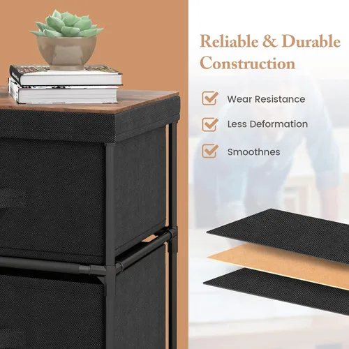 Miniatura 7 de GOFLAME Cómoda de tela con 2 cajones, mesita de noche para dormitorio, mesita de noche con contenedores y asas de tela extraíbles, mesa auxiliar