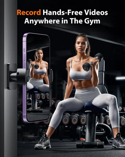 Miniatura 6 de Stouchi Soporte magnético para teléfono de gimnasio, ajustable en 360° [imán doble N55], accesorios de gimnasio para mujeres/hombres, todo de metal