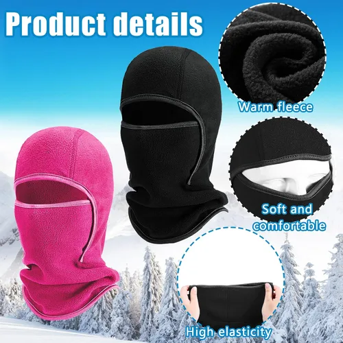 Miniatura 3 de Juego de 4 pasamontañas para niños, máscara de esquí y guantes de forro polar, gorro de invierno, máscara facial cálida para niños y niñas de 8 a 12