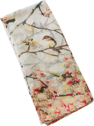 Miniatura 8 de GERINLY - Bufanda ligera rectangular con estampado de pájaros de primavera