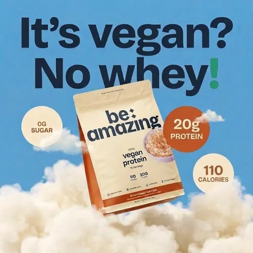 Miniatura 3 de BE AMAZING Proteína vegana en polvo, avena de azúcar morena, 0.71 onzas de proteína de guisante a base de plantas, fibra prebiótica, baja