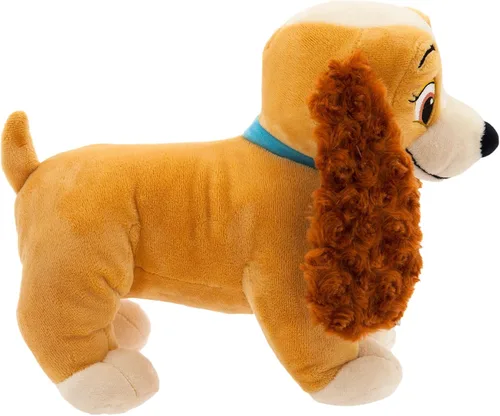 Miniatura 2 de Disney Store Peluche oficial para dama, tamaño mediano, suave para niños, con textura mullida, detalles bordados, collar y placa de perro, peluche