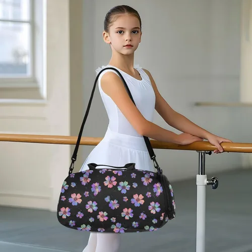 Miniatura 6 de Neon Seasons Flower Elegant Small Gym Bag with Shoes Compartment Large Capacity Carry on Luggage for Travel, Sports, Duffel, Weekender bolso