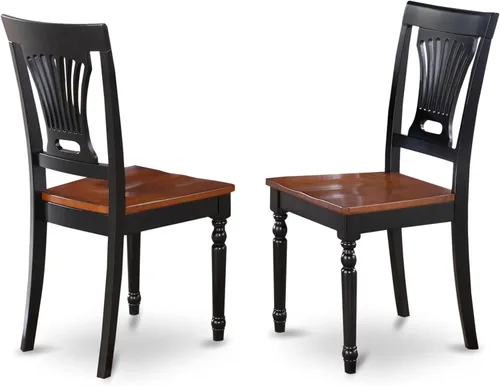 Miniatura 4 de East West Furniture PVC-BLK-W Plainville - Sillas de comedor de madera con respaldo elegante, juego de 2, color negro y cereza