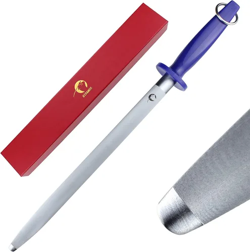 Varilla de acero magnetizado de 12 pulgadas mejorada de gran dureza profesional para cuchillos de cocina, barra de afilado plana con caja de regalo,