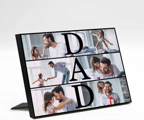 Miniatura 15 de InterestPrint Panel de fotos personalizado para papá y nombre para exhibición de mesa, mejor papá estrella, 6 fotos, marco de fotos personalizado