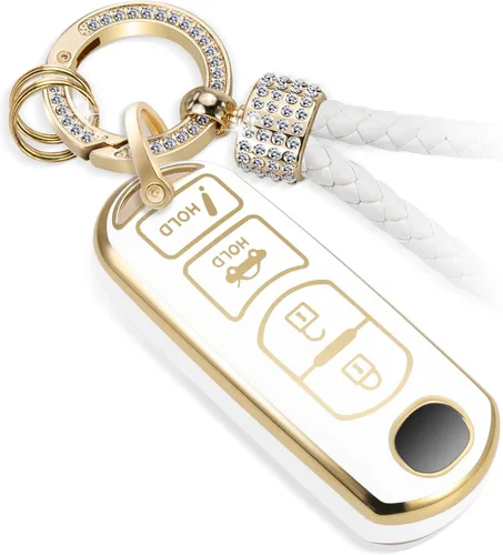 Miniatura 59 de para llavero de Cadillac con funda de TPU con superficie granulada y cuerda trenzada metálica, funda de llavero mejorada para 2020 en adelante CT4