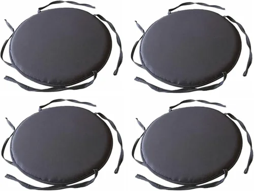 Miniatura 4 de Womenyiaor Juego de 4 cojines redondos para sillas para interiores y exteriores, con lazos, juego de bistró, almohadillas para sillas de comedor