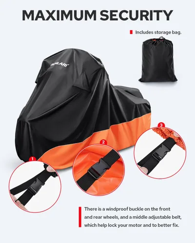 Miniatura 6 de Benlari Funda impermeable mejorada para motocicleta compatible con Sportster, Iron 883, Forty-Eight, Nightster Special, Superlow, Superlow 1200T