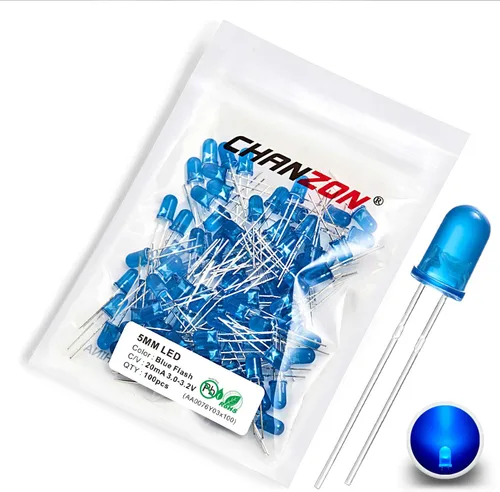 Miniatura 14 de Chanzon 100 unids 0.197 in parpadeante verde LED diodo luces 1.5Hz intermitente (lente difusa redonda DC 3V 20mA) iluminación brillante bombillas G)