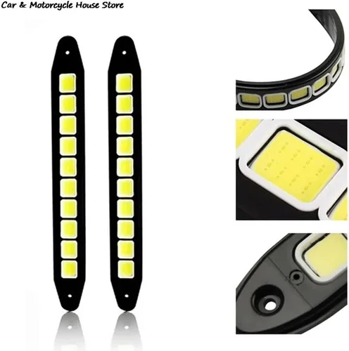 Miniatura 3 de YSY - Tira de luz LED para auto, 2 piezas, flexible, alta potencia, COB, DRL, luces antiniebla, lámpara de conducción, impermeable, blanca, 12V