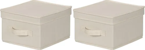 Miniatura 13 de Household Essentials 513 - Caja de almacenamiento con tapa y asa, lona beige natural con ribete marrón, tamaño grande