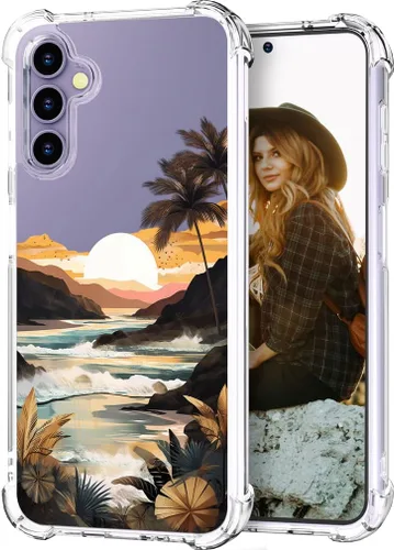 Miniatura 32 de Hungo Funda compatible con Samsung Galaxy S25 Plus/S24 Plus, diseño transparente, diseño femenino de piel femenina S24+ S25+ de astronauta