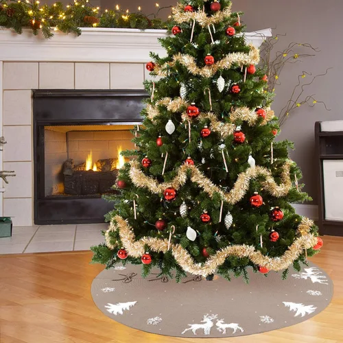 Miniatura 6 de Dremisland Falda de Árbol de Navidad, Falda de Árbol de Punto Trenzado Tejido Grueso Rústico para Decoración Navideña - Alce 3D y Árbol de Navidad