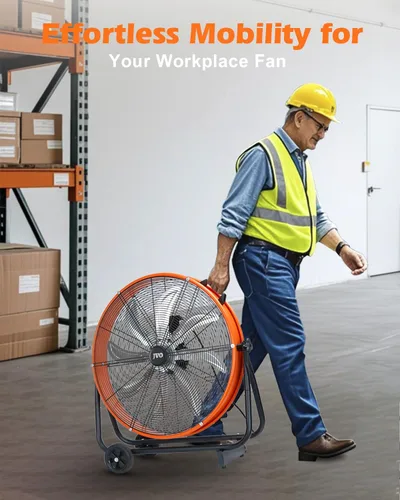 Miniatura 6 de JVO Ventilador de tambor de piso industrial de 24 pulgadas, ventilador de piso de alta velocidad de 9500 CFM con 8 aspas y ventilador grande de 3