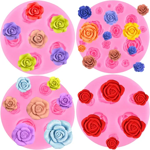 Miniatura 11 de Mujiang Molde de fondant de flores de rosa, moldes de silicona para decoración de pasteles, decoración de cupcakes, pasta de goma de mascar