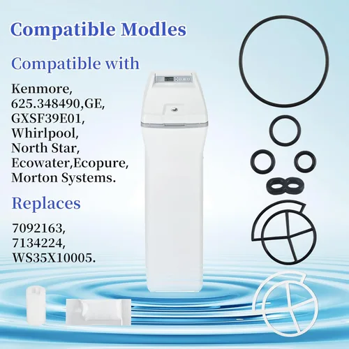 Miniatura 2 de 7129716 Kit de sello de suavizador de agua para Whirlpool, GE, Kenmore, Morton - Reemplazar 7092163, 7134224, WS35X10005