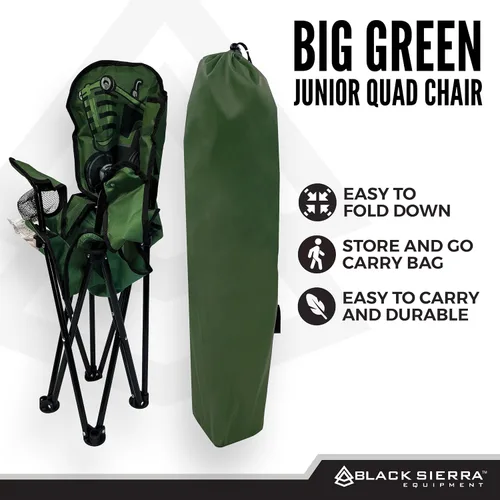 Miniatura 9 de Black Sierra Silla de campamento para niños, asiento plegable para niños que soporta 150 libras, silla de césped portátil para exteriores, incluye