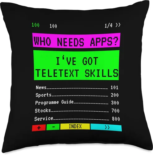 Miniatura 4 de 90s retro TV sayings for 90s nostalgia Retro TV Saying Who Needs Apps Teletext Throw Pillow, 16x16, Multicolor