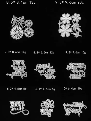 JIHFOHHA - 17 piezas de troqueles de palabras para hacer tarjetas, troqueladas de metal, feliz corte, deseo, palabras en inglés, troqueladas para