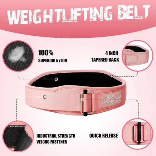 Miniatura 3 de Cinturón de Levantamiento para Mujeres (4 Pulgadas de Ancho) Cinturón de Levantamiento de Pesas Autobloqueante para Damas Gimnasio Entrenamiento