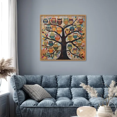 Miniatura 6 de Rompecabezas Coloridos de Árbol de Búho para Adultos de 1000 Piezas, Rompecabezas de Arte Divertido de Pájaros, Rompecabezas Difíciles de Animales