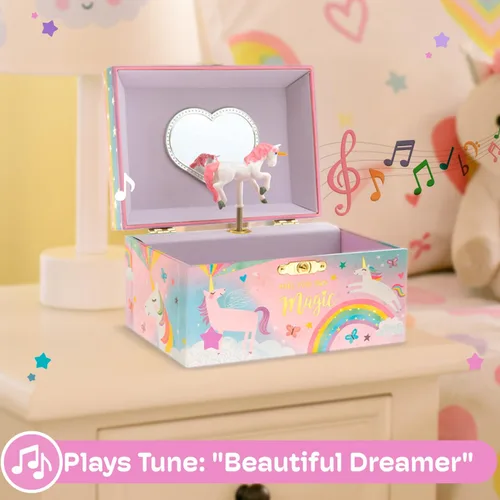 Miniatura 18 de Jewelkeeper Joyero para niñas – Muñeca bailarina negra y caja de música – Swan Lake Tune – Organizador de joyas – 6 x 5 x 4 pulgadas