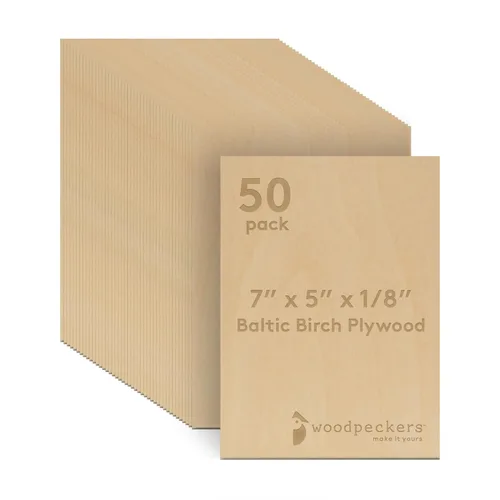 Miniatura 22 de Woodpeckers - Madera contrachapada de abedul báltico, 0.118 in, 1/8 x 5 x 7 pulgadas, paquete de 12 hojas de abedul báltico de grado B/BB, perfectas