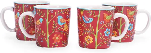 Miniatura 6 de Bico Blooming Moment - Juego de 4 tazas de café de cerámica, tazas de té grandes de 18 onzas con asa, tazas estéticas tipo latte para capuchino