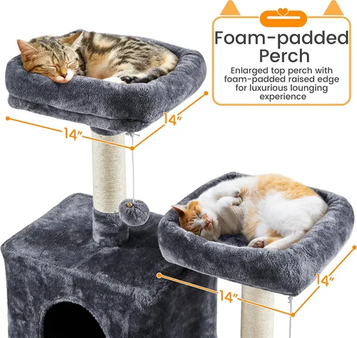 Miniatura 4 de Yaheetech Árbol para gatos de varios niveles, torre para gatos de 71.5 pulgadas de alto con 2 condominios de felpa, 2 perchas acolchadas, hamaca