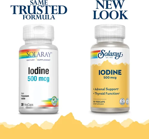 Miniatura 2 de Solaray Yodo 500 mcg, suplemento de yodo para apoyo suprarrenal y tiroideo saludable, energía, metabolismo y enfoque, yoduro de potasio, vegano