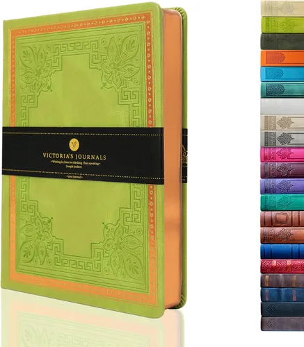 Miniatura 38 de VICTORIA'S JOURNALS Diario Vintage de Cuero Sintético con Tapa Dura Cuaderno Rayado Diario de Viaje de Aspecto Antiguo, Tamaño A5 5.7'' x 8.1'' Gris