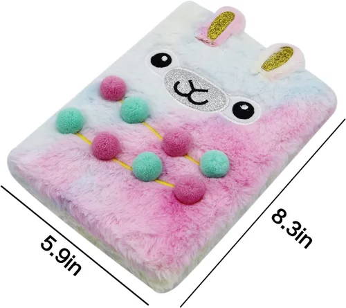 Miniatura 3 de Cuaderno de felpa difusa con bonito diario de oso de dibujos animados para niños y niñas para escribir dibujos (A5, 160 páginas rayadas)