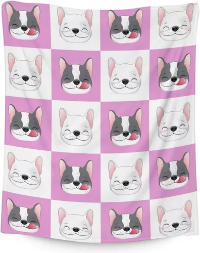 Miniatura 11 de Regalos de bulldog francés para niños, 30 x 40 pulgadas, mantas de bulldog francés tamaño regazo, mantas suaves y peludas con temática de perros