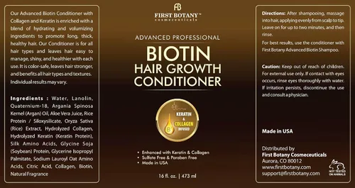 Miniatura 7 de First Botany, Biotin Champú para el crecimiento del cabello, acondicionador anti pérdida de cabello, fórmula engrosante de colágeno y células madre