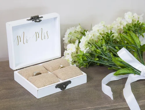 Miniatura 3 de Caja para anillos de Cypress Home, para él y para ella, 5 pulgadas de ancho x 6 pulgadas de profundidad x 2 pulgadas de altura