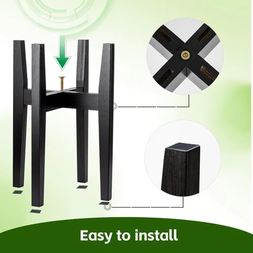 Miniatura 2 de Soporte ajustable de bambú para plantas de interior, estante moderno para flores con compatibilidad de maceta de 8 a 12 pulgadas, diseño de esquina