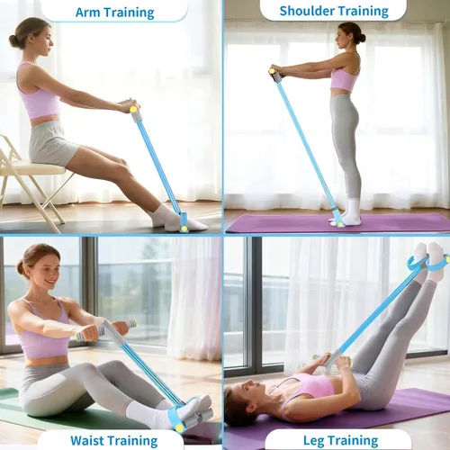 Miniatura 5 de Pedal Resistance Bands with Handles, Durable 6-Tubes Multifunction Pedal Resistance Band, Natural Rubber Foot Pedal Resistance Bands, Fitness