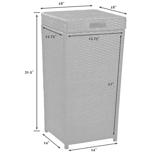 Miniatura 8 de Pemberly Row Cubo de basura de mimbre para patio en gris desgastado Gris envejecido