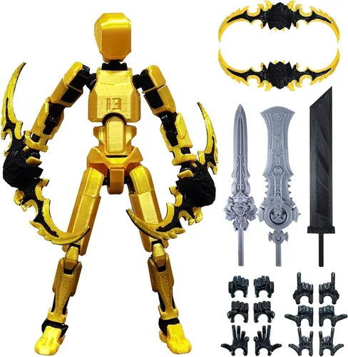 altuco Juego de figuras de acción T13, figuras de acción Titan 13 con múltiples accesorios, relleno de calcetín de Navidad para niños (dorado)
