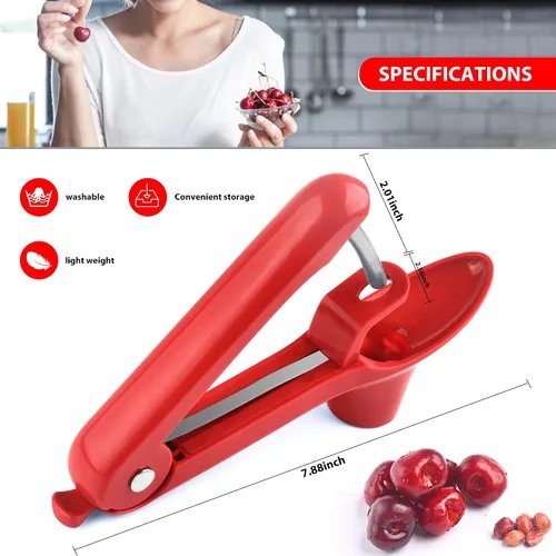 Miniatura 3 de Descorazonador de cerezas de acero inoxidable, descorazonador de cerezas con diseño de cerradura para hacer mermelada de cereza, quitar semillas
